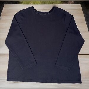 CJ Banks Womens Every Day Size 3X Shirt 3/4 Sleeve Round Neck Navy Blue Cotton